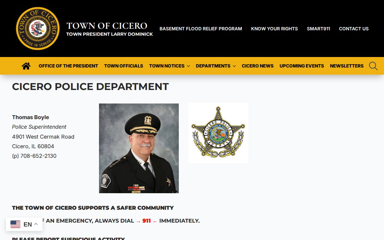 Cicero Police Department official arrest records contact page